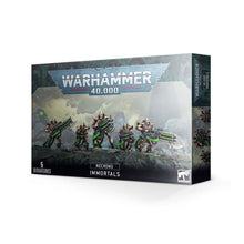 Warhammer 40K Necrons Immortals set of five skeletal-metal shock troops equipped with gauss blasters and tesla carbines.