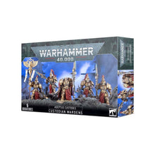 Warhammer 40K Adeptus Custodes Custodian Warden models with detailed auramite armor and ceremonial robes.
