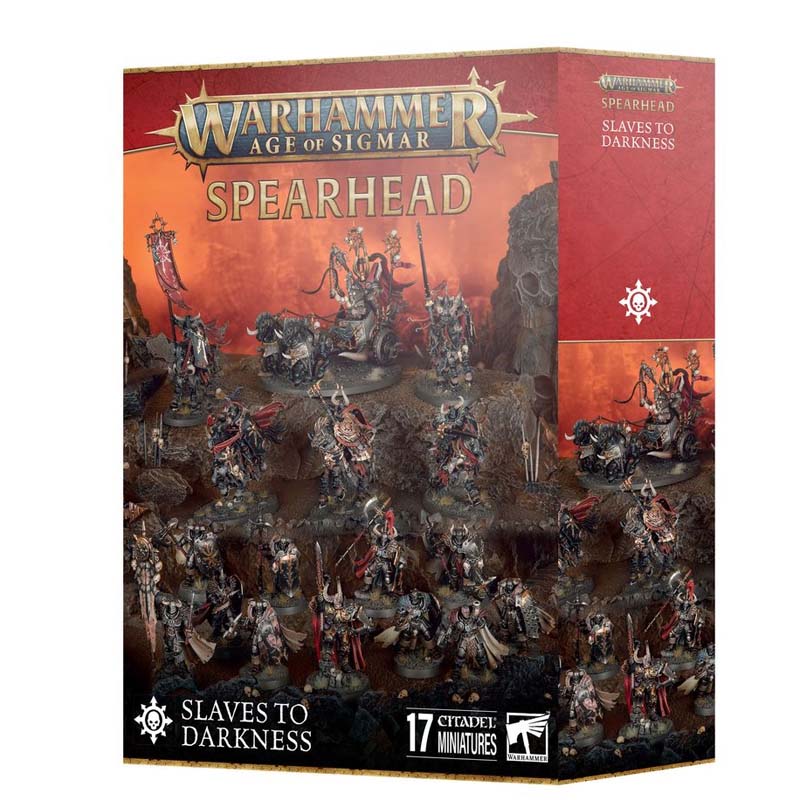 Warhammer Age Of Sigmar Slaves to Darkness box with 17 detailed multipart plastic miniatures for tabletop gaming.