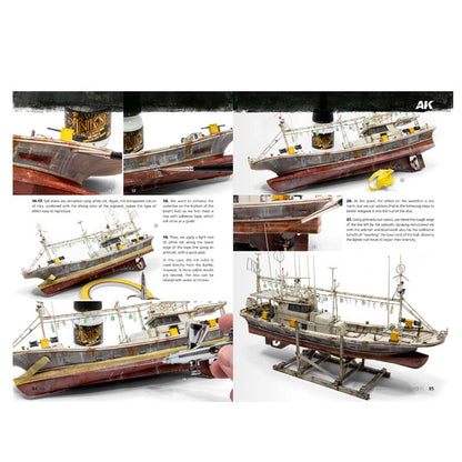 AK Interactive Learning Series 16 The INKS showcasing detailed model ship enhanced with versatile ink effects for realistic finishes.