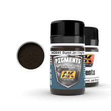 AK Burnt Jet Engine fine pigment powders blend black, brown, and gray for realistic burnt jet engine effects.