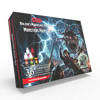 The Army Painter Nolzur's Pigments D&D Monsters Paint Set with 36 Warpaints and exclusive Owlbear miniature.