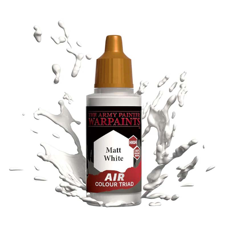 The Army Painter Air Matt White airbrush-ready paint with no thinning needed and pre-loaded mixing balls