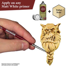The Army Painter Speedpaint Pallid Bone applied with a brush on a detailed miniature over white primer.