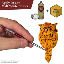 The Army Painter Speedpaint Sand Golem showing one-coat deep orange paint on a detailed miniature figure.