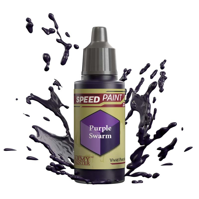The Army Painter Speedpaint Purple Swarm vivid purple one-coat paint with shading for miniatures in a spill-free dropper bottle.