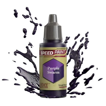 The Army Painter Speedpaint Purple Swarm vivid purple one-coat paint with shading for miniatures in a spill-free dropper bottle.