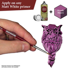 The Army Painter Speedpaint Moody Mauve applied with brush on detailed miniature for one-coat vibrant paint and shading.