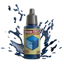 The Army Painter Speedpaint Tidal Wave in Light Blue with dynamic paint splash for quick, vibrant miniature painting.