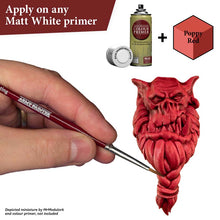 The Army Painter Speedpaint Poppy Red applied on detailed miniature showing vibrant one-coat brilliant red color.