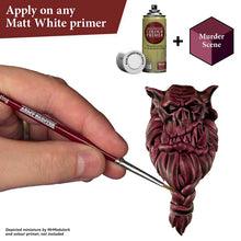 The Army Painter Speedpaint Murder Scene showing hand painting detailed miniature with rich black purplish red one-coat paint.