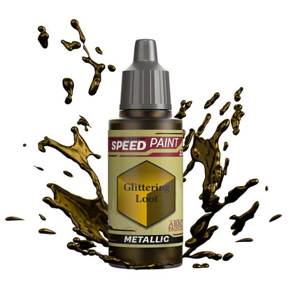 The Army Painter Speedpaint Metallic Glittering Loot one-coat paint with metallic gold shimmering finish.