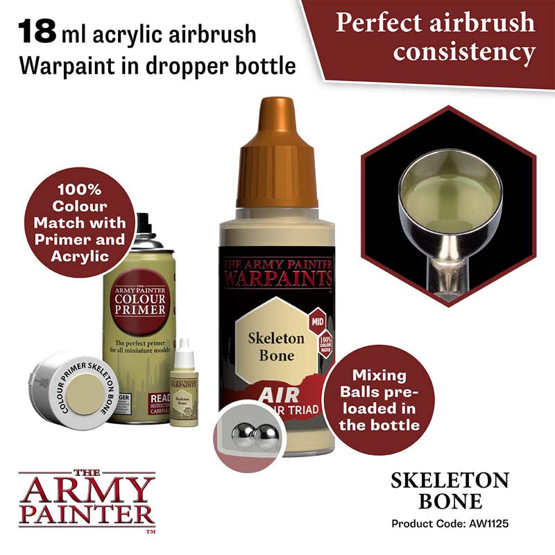 The Army Painter Air Skeleton Bone 18ml acrylic airbrush Warpaint with mixing balls for smooth consistency