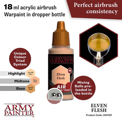 The Army Painter Air Elven Flesh 18ml acrylic airbrush warpaint with preloaded mixing balls and perfect consistency
