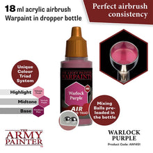 The Army Painter Air Warlock Purple 18ml acrylic airbrush paint with perfect airbrush consistency and pre-loaded mixing balls.
