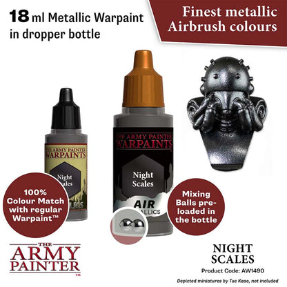 The Army Painter Air Night Scales metallic airbrush warpaint with mixing balls in 18ml dropper bottle for miniatures