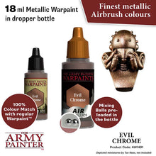 The Army Painter Air Evil Chrome 18ml metallic warpaint with mixing balls for airbrush and miniature painting.