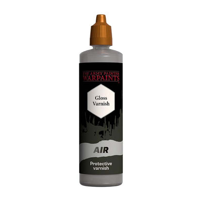 The Army Painter Air Gloss Varnish bottle with a precision tip for protective, glossy finish on miniatures.