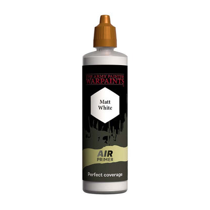 The Army Painter Air Primer White bottle with matt white paint designed for perfect coverage and airbrush use.