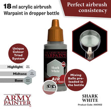 The Army Painter Air Shark White 18ml acrylic airbrush paint with perfect consistency and pre-loaded mixing balls.