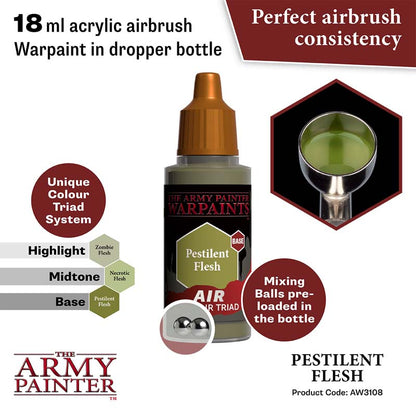 The Army Painter Air Pestilent Flesh 18ml acrylic airbrush warpaint with mixing balls for perfect consistency