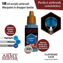 The Army Painter Air Sapphire Gem 18ml acrylic airbrush warpaint with mixing balls and perfect consistency