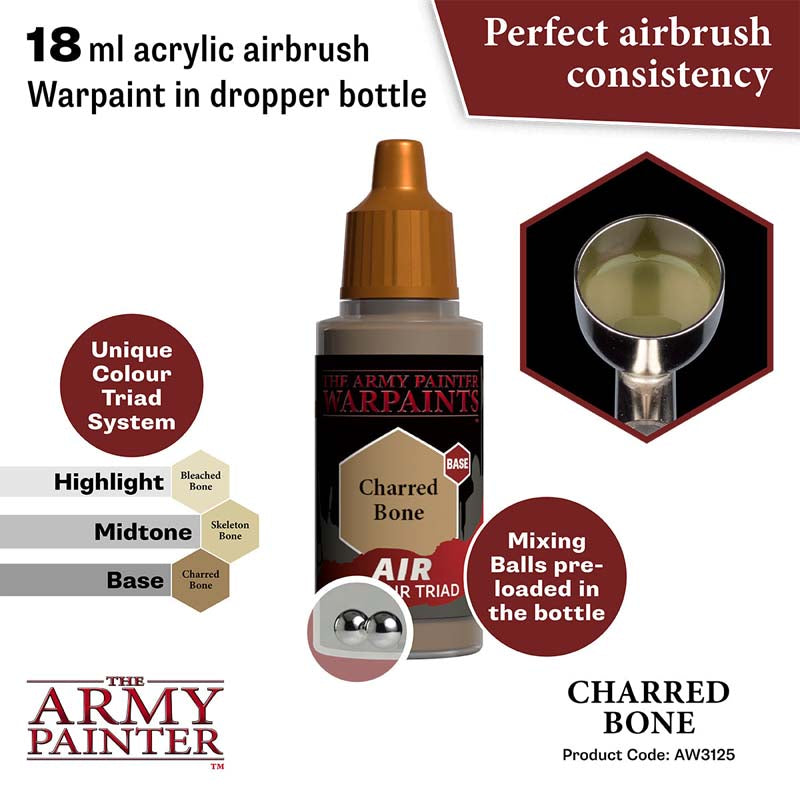 The Army Painter Air Charred Bone 18ml acrylic airbrush paint with perfect airbrush consistency and mixing balls inside bottle