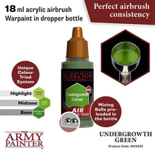 The Army Painter Air Undergrowth Green acrylic airbrush warpaint with perfect airbrush consistency and preloaded mixing balls