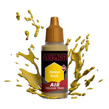 The Army Painter Air Meteor Rock base paint bottle with mustard yellow paint splash for airbrush use.
