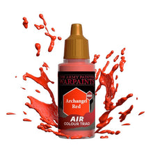 The Army Painter Air Archangel Red bottle with vibrant red paint splashes for airbrush and miniature painting.