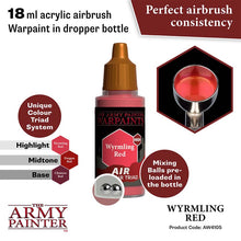 The Army Painter Air Wyrmling Red 18ml acrylic airbrush warpaint in dropper bottle with mixing balls.