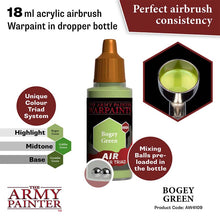 The Army Painter Air Bogey Green 18ml acrylic airbrush paint with mixing balls and triad color system.