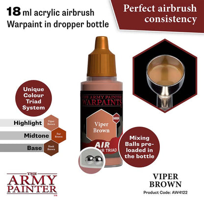 The Army Painter Air Viper Brown 18ml acrylic airbrush paint with mixing balls for smooth consistency