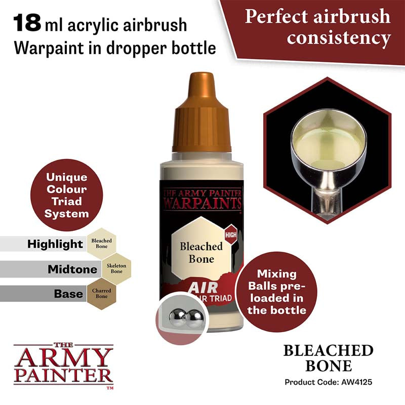 The Army Painter Air Bleached Bone 18ml acrylic airbrush paint with perfect consistency and preloaded mixing balls.