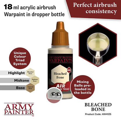 The Army Painter Air Bleached Bone 18ml acrylic airbrush paint with perfect consistency and preloaded mixing balls.