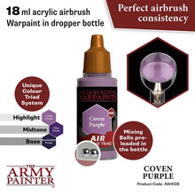 The Army Painter Air Coven Purple 18ml acrylic airbrush warpaint with mixing balls and triad color system.