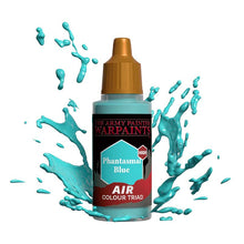 The Army Painter Air Phantasmal Blue bottle with vibrant blue paint splashes for airbrush enthusiasts.