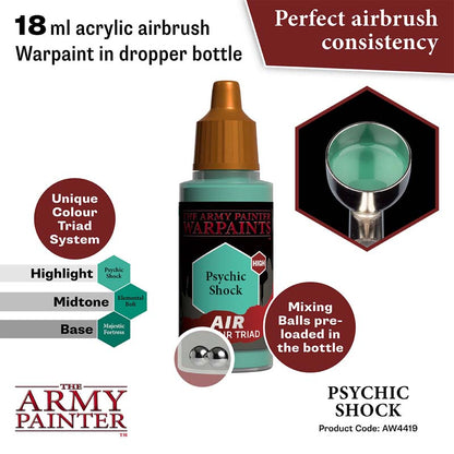 The Army Painter Air Psychic Shock 18ml acrylic airbrush warpaint with mixing balls and perfect consistency.