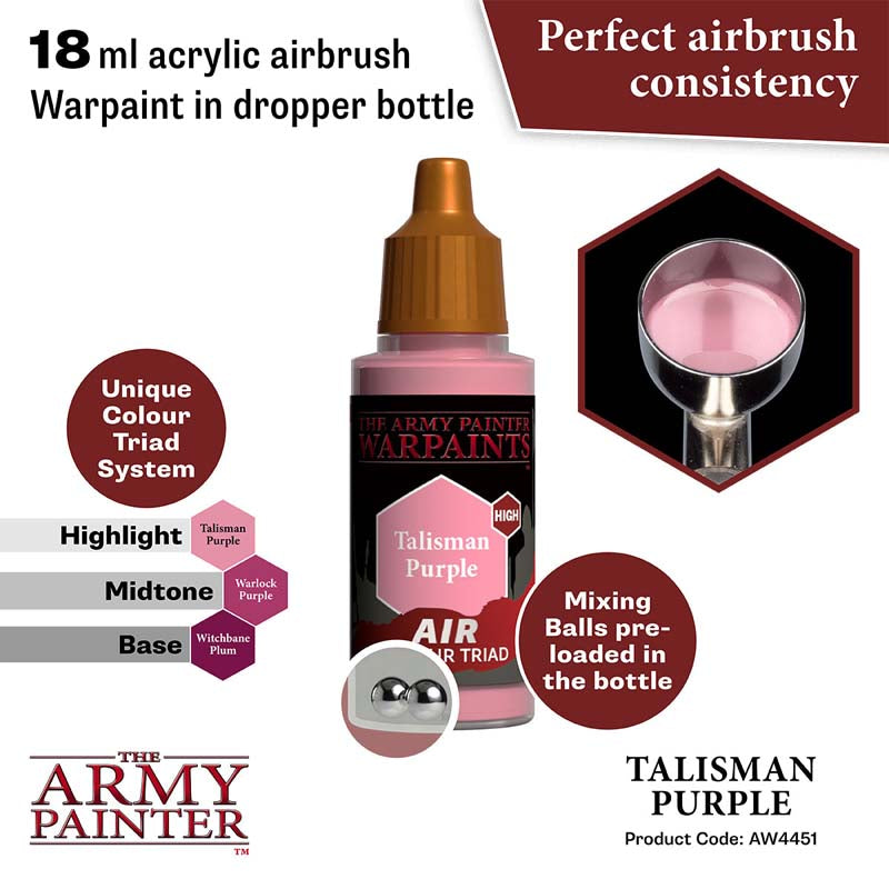 The Army Painter Air Talisman Purple 18ml acrylic airbrush warpaint with preloaded mixing balls and perfect consistency