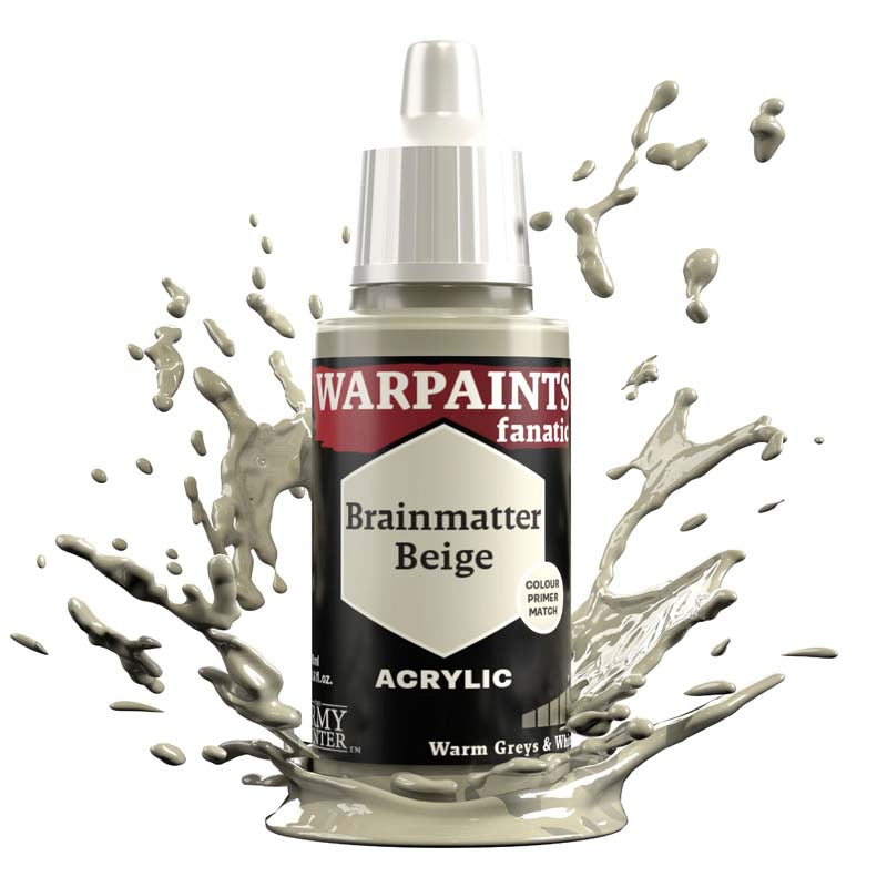 The Army Painter Warpaint Fanatic Brainmatter Beige acrylic paint in very light yellowish grey shade with paint splash effect