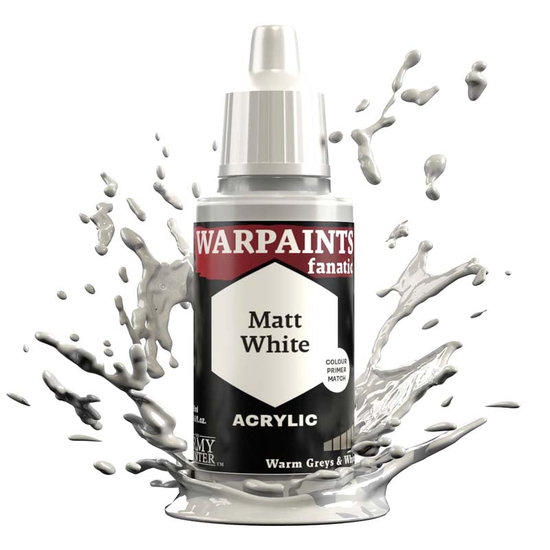 The Army Painter Warpaint Fanatic Matt White acrylic paint with great coverage in the Warm Greys & White range