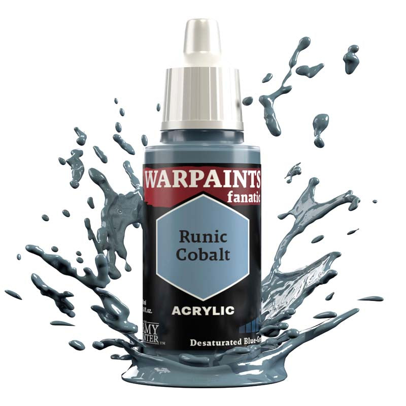 The Army Painter Warpaint Fanatic Runic Cobalt acrylic paint in pale bluish grey with dynamic splash effect
