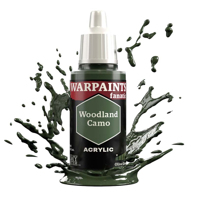 The Army Painter Warpaint Fanatic Woodland Camo acrylic paint in dark olive green for military and camouflage projects