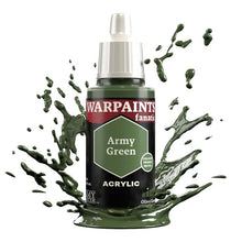 The Army Painter Warpaint Fanatic The Army Green acrylic paint bottle with olive green splash background