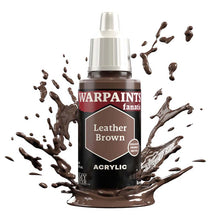 The Army Painter Warpaint Fanatic Leather Brown acrylic paint with rich brown splash for miniature painting.