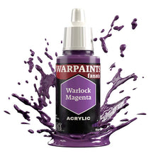The Army Painter Warpaint Fanatic Warlock Magenta vivid purple acrylic paint bottle with splashing color background