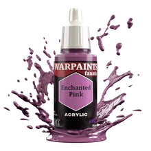 The Army Painter Warpaint Fanatic Enchanted Pink acrylic paint bottle with light reddish purple splash background