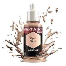 The Army Painter Warpaint Fanatic Opal Skin acrylic paint bottle with light yellowish pink tone splash background