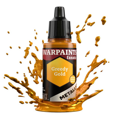 The Army Painter Air Greedy Gold metallic paint for miniatures with smooth, vibrant gold finish and dropper bottle design