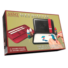 The Army Painter Wet Palette with hydro foams, sheets, and brush holder for keeping wargamer paints fresh and ready.
